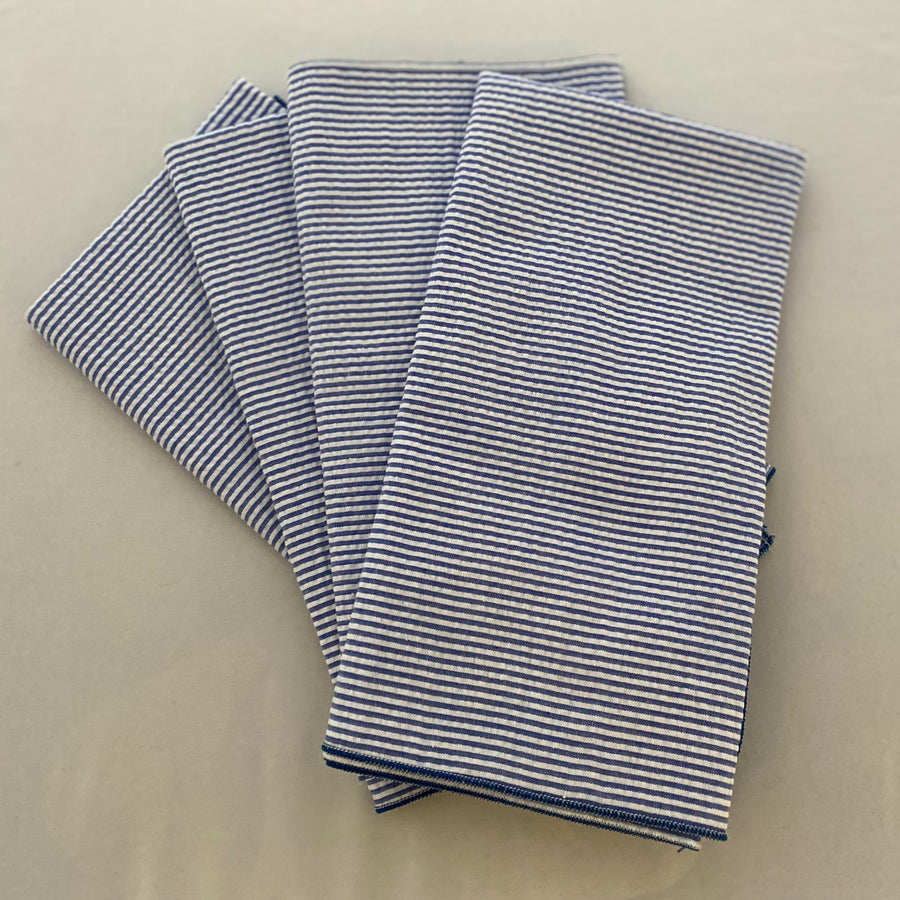 NAVY SEERSUCKER CLOTH NAPKINS S/4